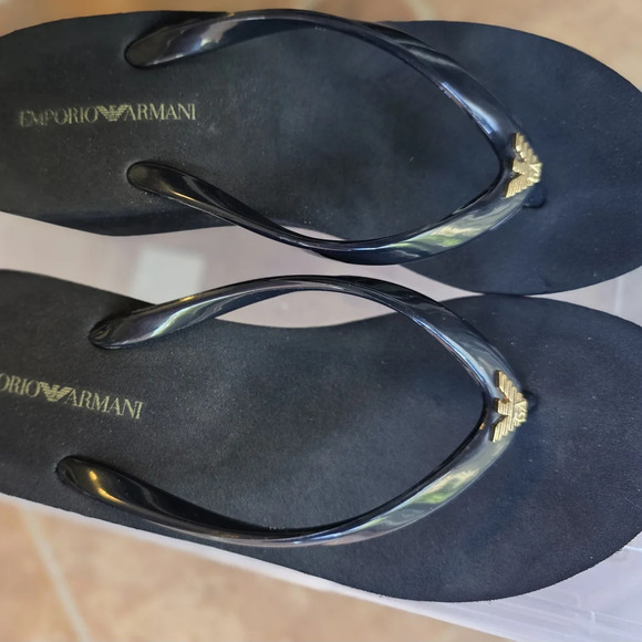 Emporio Armani Black Platform Edge Sandals - Picture 3 of 9